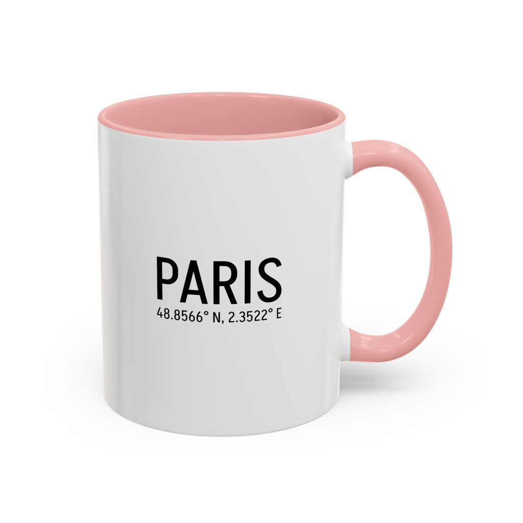 Paris Coordinates Accent Coffee Mug — City Travel Souvenir (11/15oz)