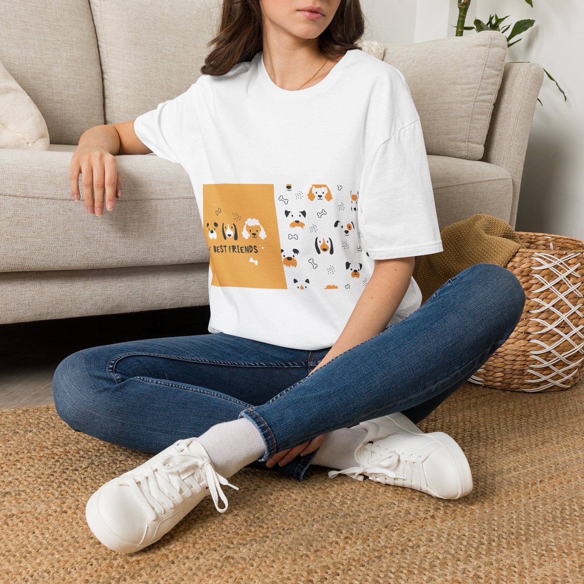 Dog Pattern T-Shirt — 'Best Friends' Cute Puppy Graphic Tee