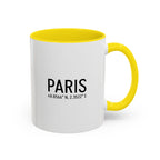 Paris Coordinates Accent Coffee Mug — City Travel Souvenir (11/15oz)