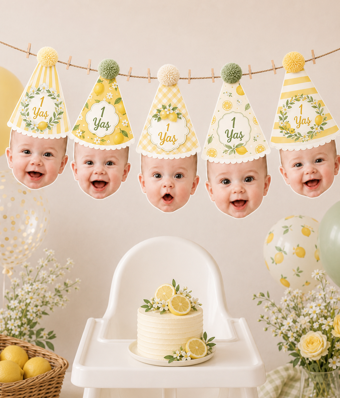 Ponponlu Limon Temalı 1 Yaş Fotoğraf Banner