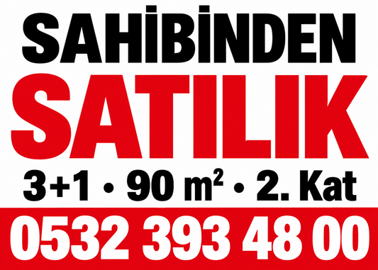 Beyaz Kırmızı Satılık kişiye özel emlak branda