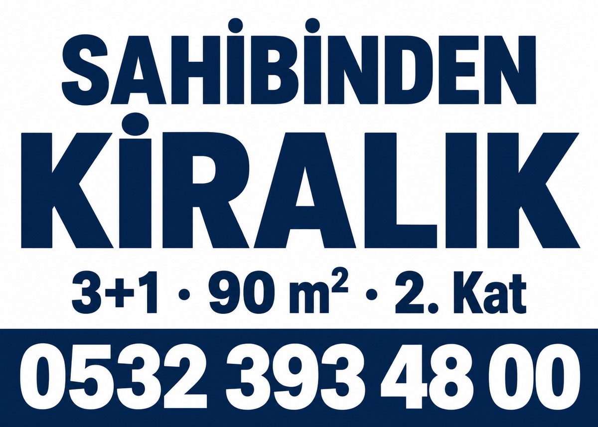 Beyaz Lacivert Kiralık kişiye özel emlak branda