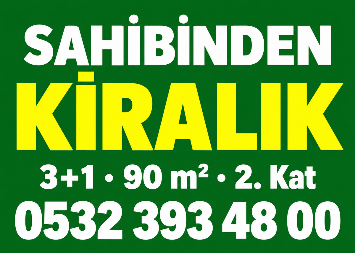 Yeşil Beyaz Kiralık kişiye özel emlak branda