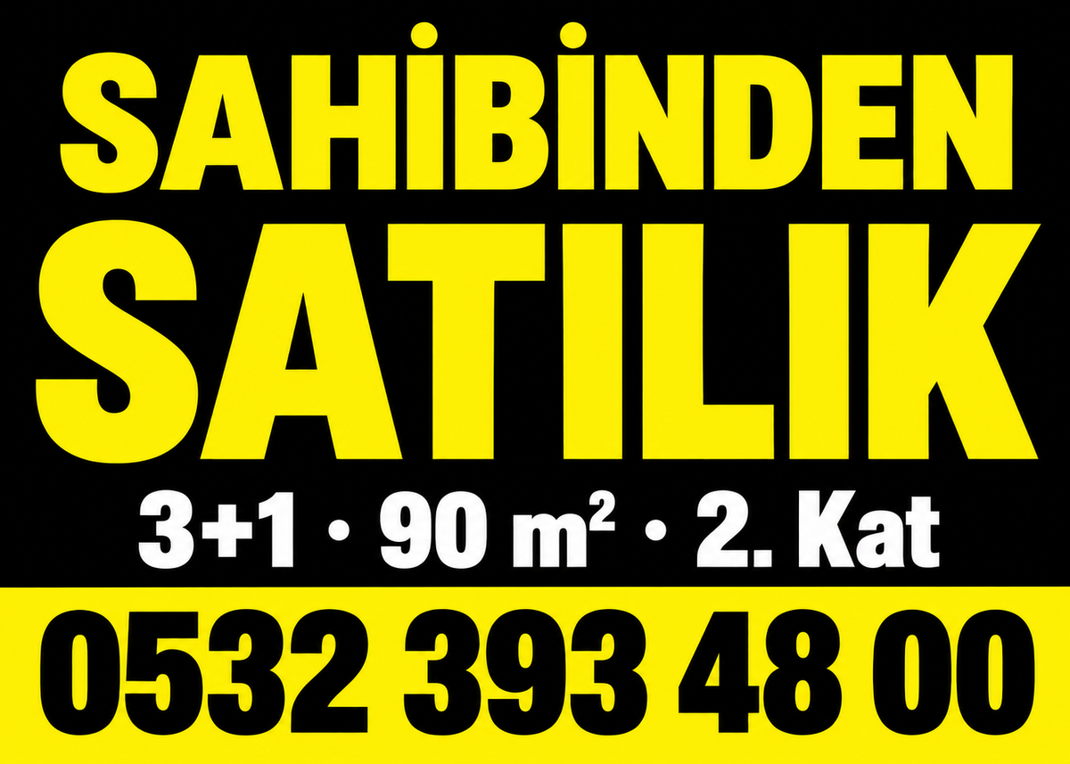 Siyah Sarı Satılık kişiye özel emlak branda