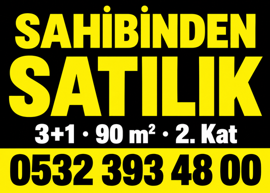 Siyah Sarı Satılık kişiye özel emlak branda