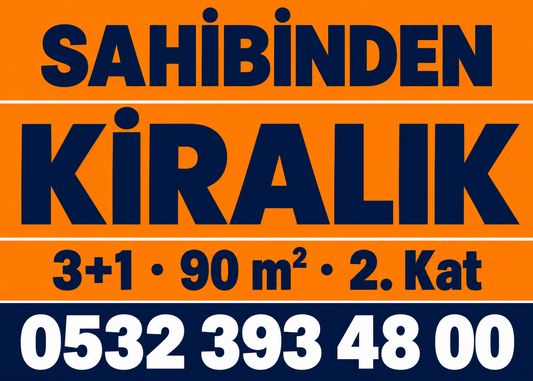Turuncu Lacivert Kiralık kişiye özel emlak branda