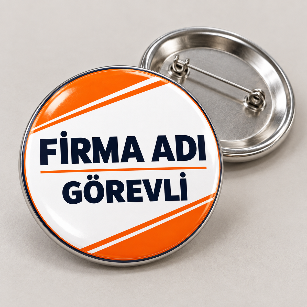 Etkinlik Görevli Turuncu Rozet – 10 Adet / 5,8 cm – FR-RZ-3006 ürün mockup
