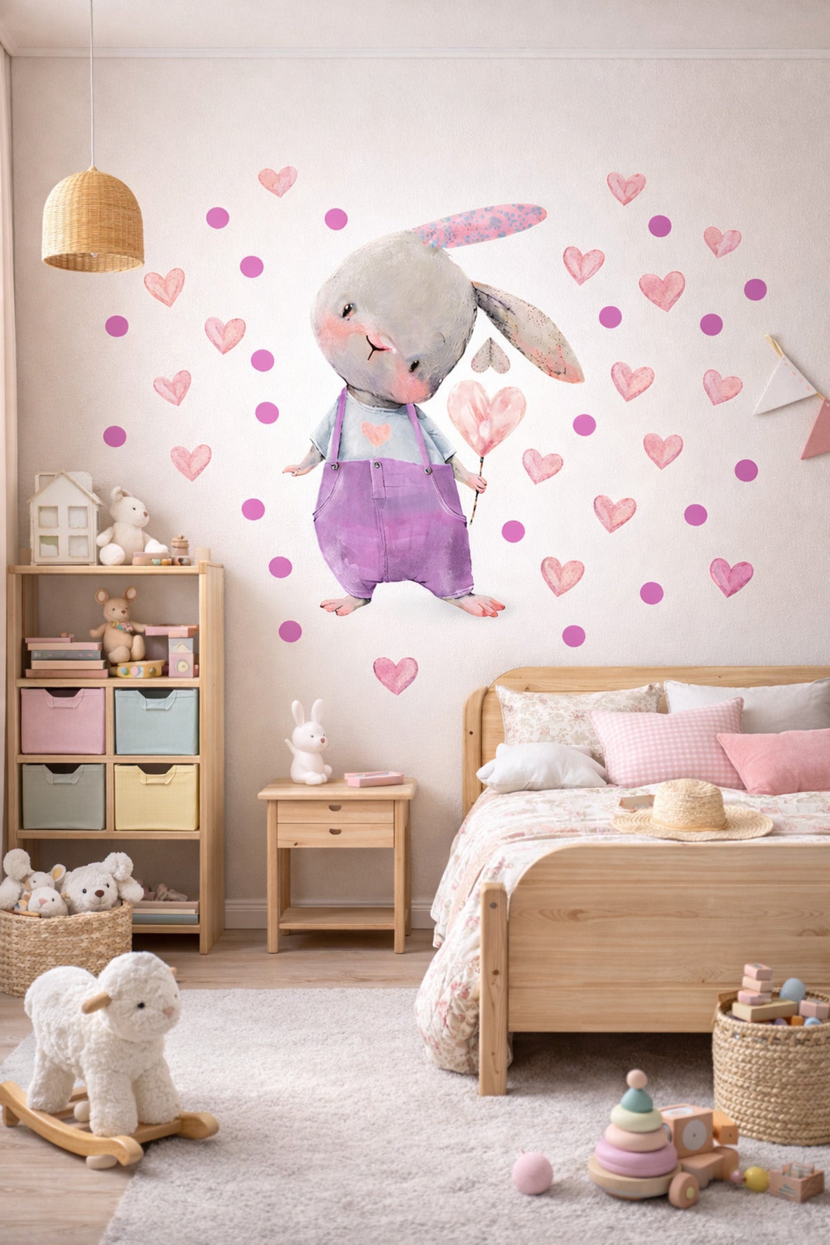 Pembe kalpli tavşan duvar sticker