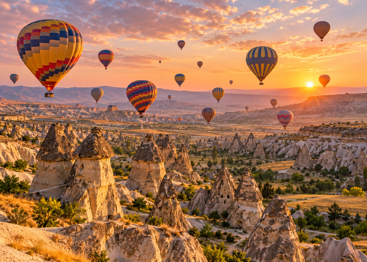 Kapadokya Balonları OA-1002 düz baskı tasarımı