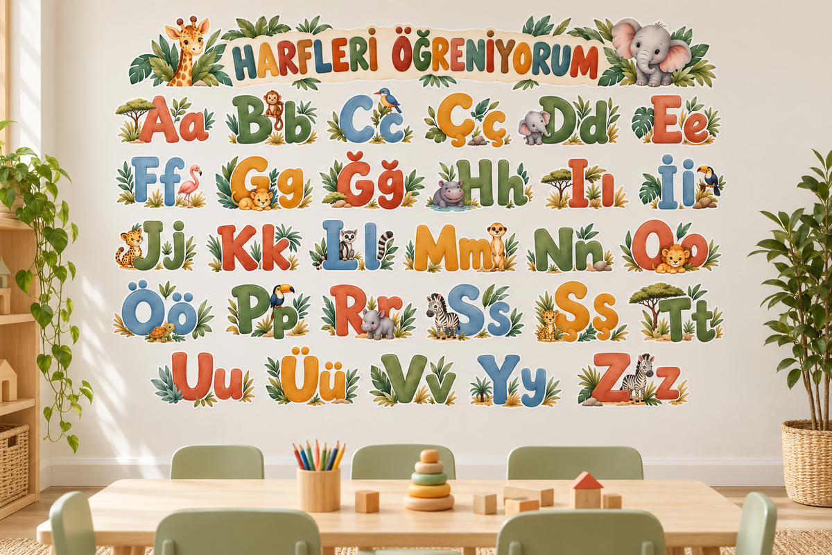 ST-AL-1001 sınıf duvarında yeni sticker uygulama mockupu