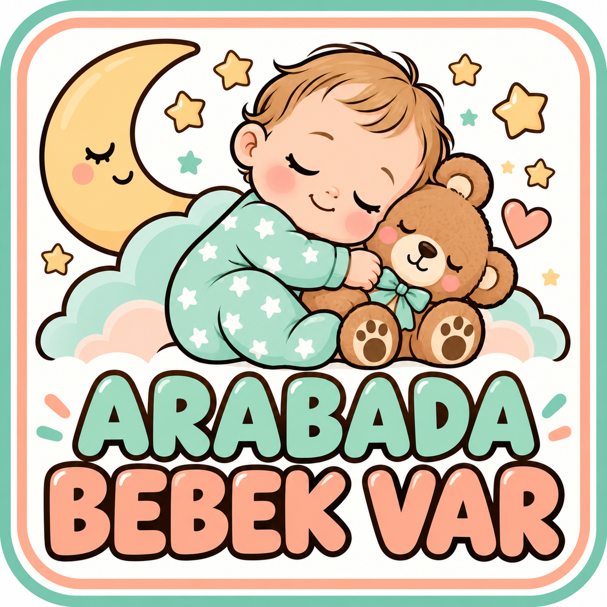 Arabada Bebek Var 15 × 15 cm araç stickerı Türkçe tasarım