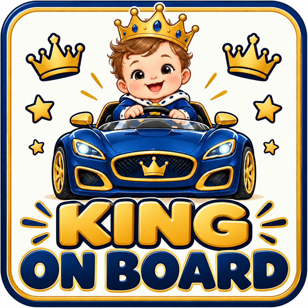 King on Board Car Sticker 15 × 15 cm – ST-AR-1003 English design