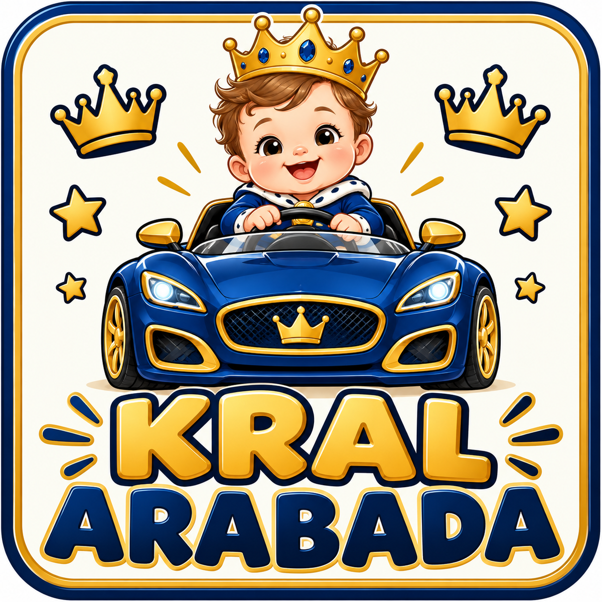Kral Arabada 15 × 15 cm araç stickerı Türkçe tasarım