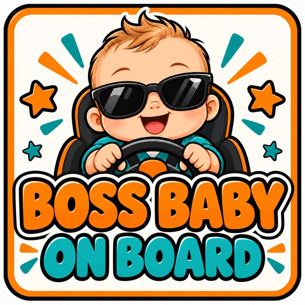 Boss Baby on Board Car Sticker 15 × 15 cm – ST-AR-1004 English design