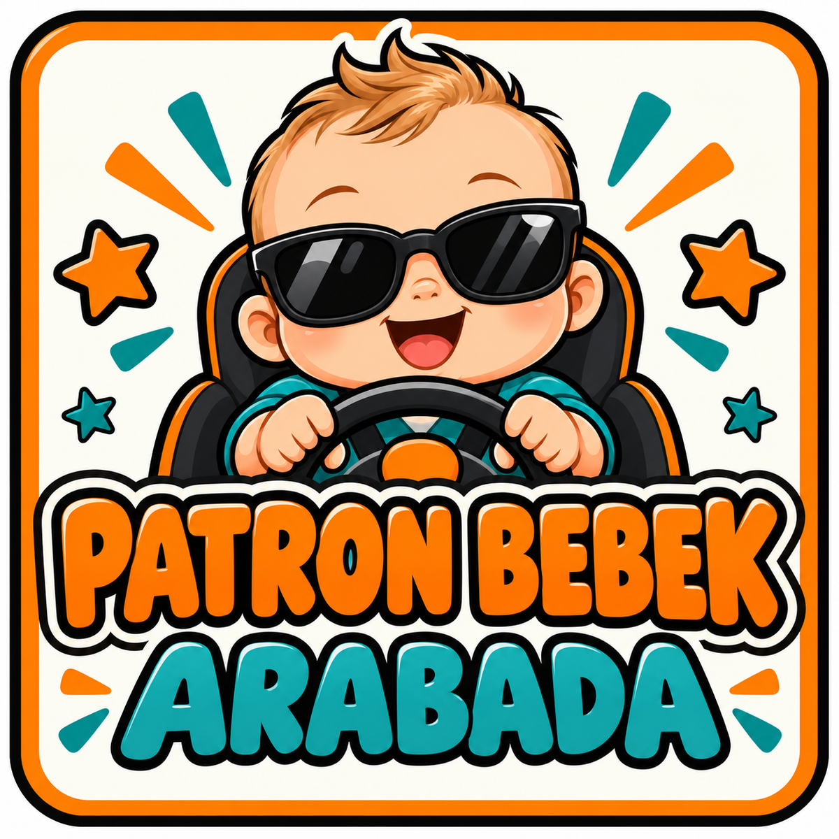 Patron Bebek Arabada 15 × 15 cm araç stickerı Türkçe tasarım