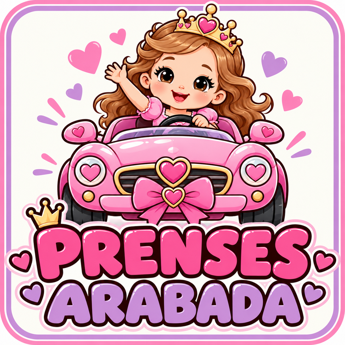 Prenses Arabada 15 × 15 cm Türkçe araç stickerı tasarımı