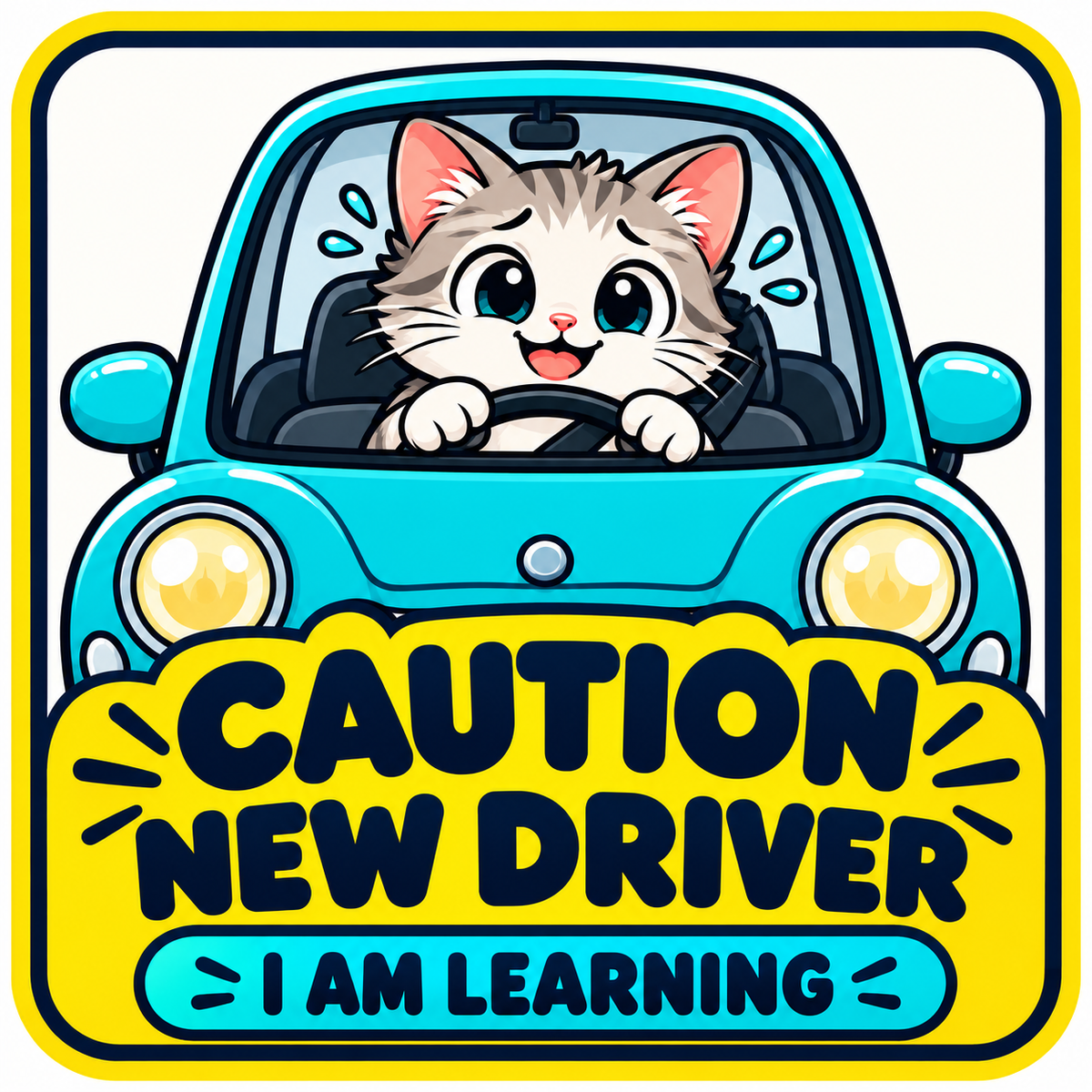 Caution New Driver – I Am Learning Car Sticker 15 × 15 cm – ST-AR-1006 English design