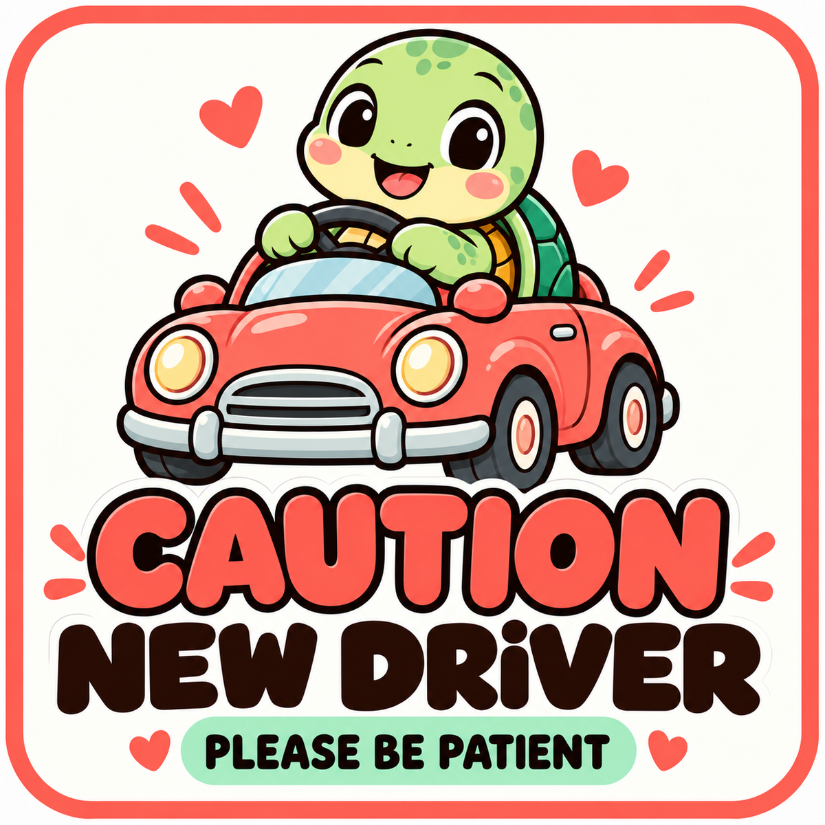 Caution New Driver – Please Be Patient Car Sticker 15 × 15 cm – ST-AR-1007 English design