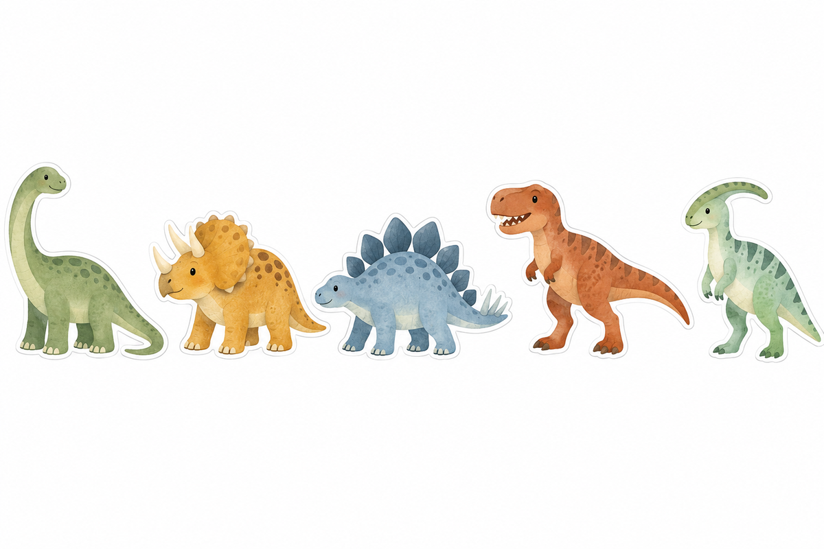 Renkli Dinozorlar banner düz tasarımı