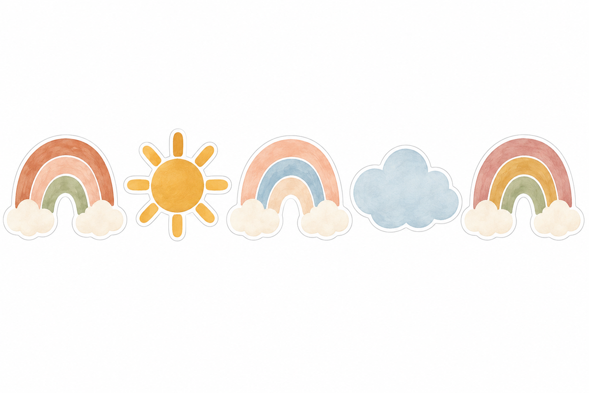 Pastel Gökkuşağı banner düz tasarımı