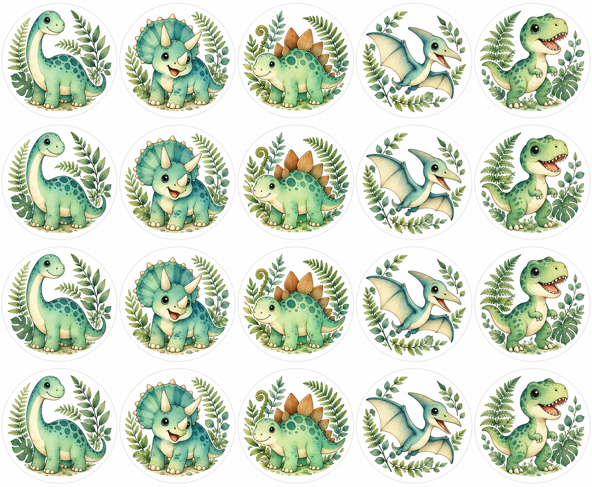 Dinozor Cupcake Süsü 20 Adet – ST-CC-1003 tasarımı