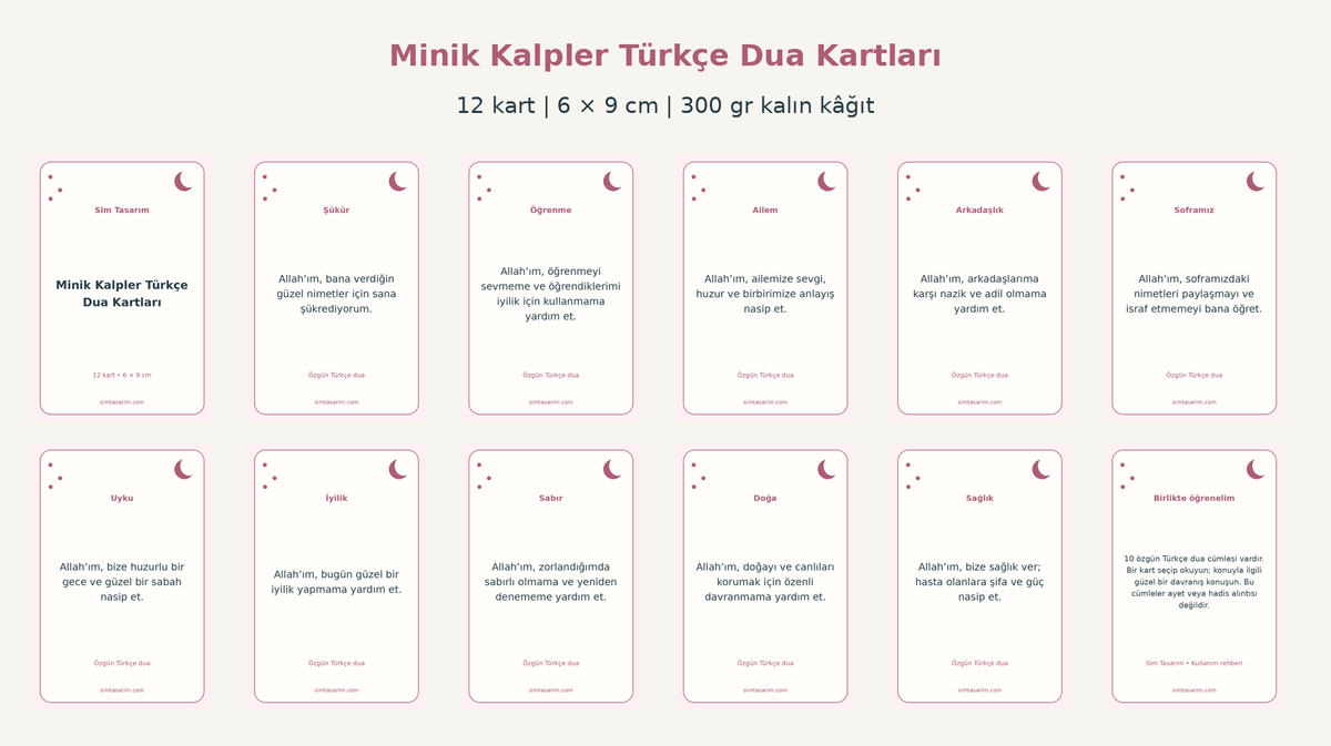 Minik Kalpler Türkçe Dua Kartları — tüm kartlar