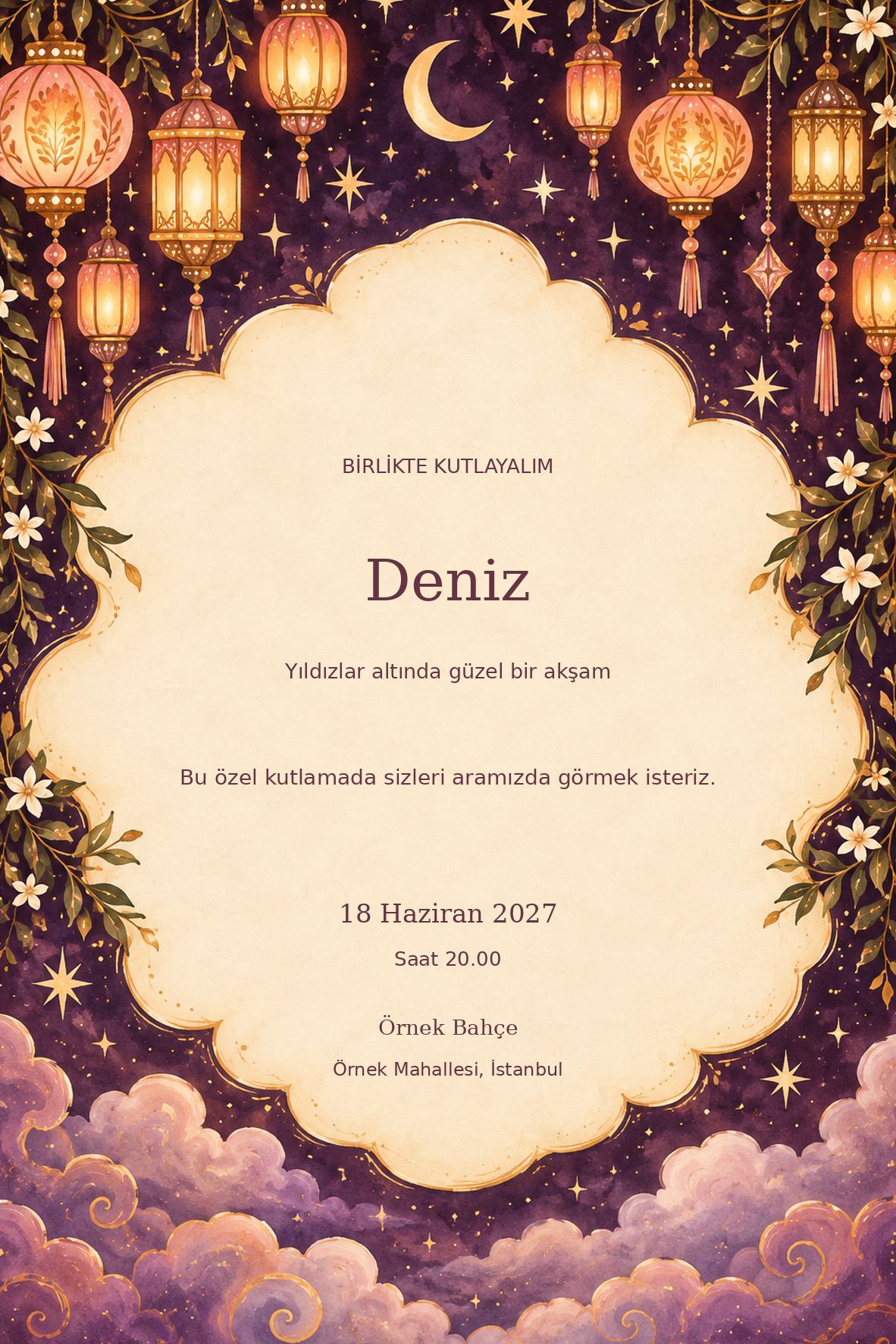 Yıldızlı Kutlama davetiye tasarımı