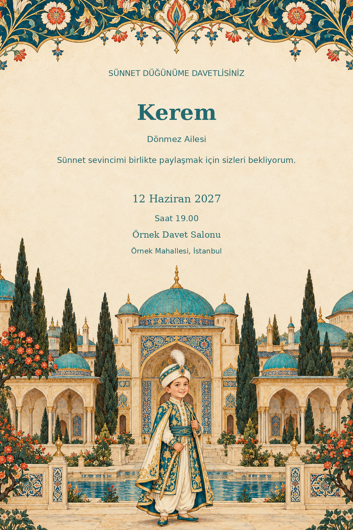 Minik Şehzade davetiye tasarımı