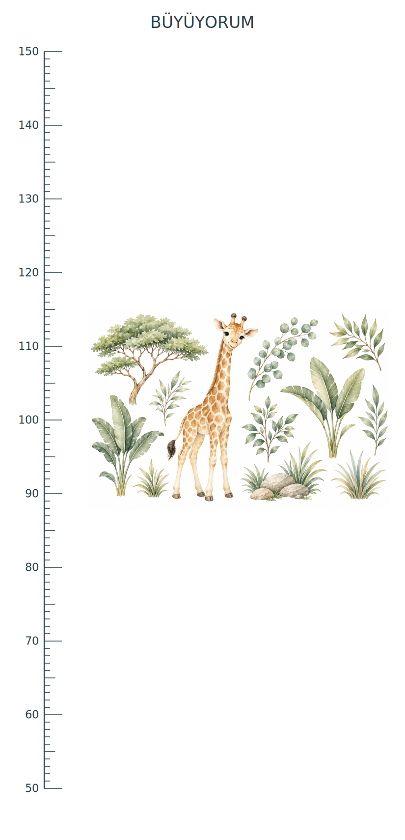Safari Zürafa Anaokulu Boy Ölçer Sticker – ST-HC-1001 55 x 114 cm