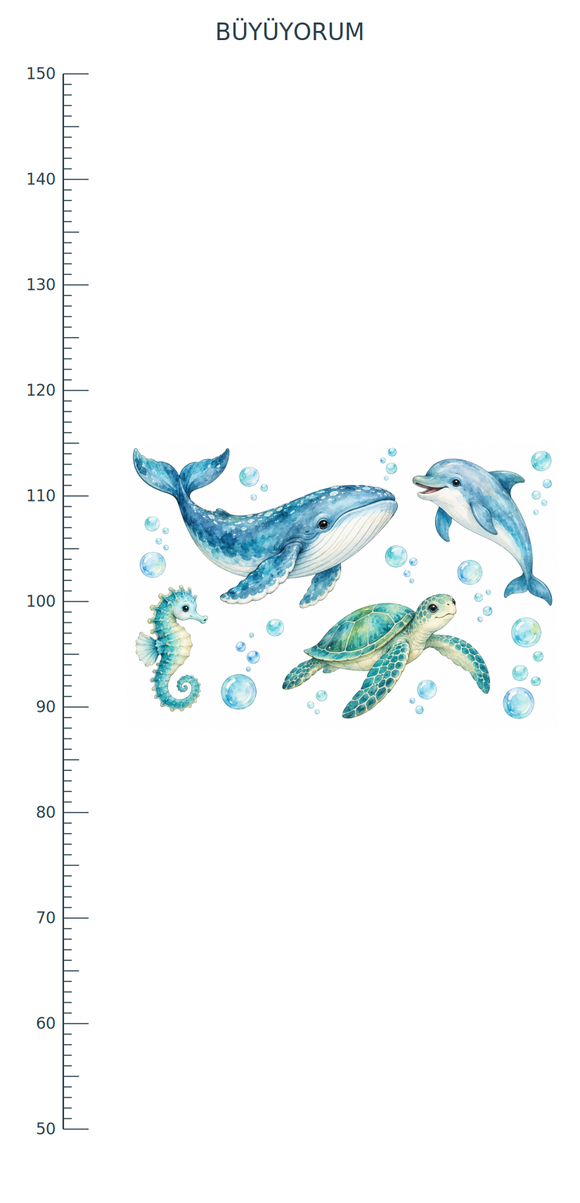 Deniz Macerası Anaokulu Boy Ölçer Sticker – ST-HC-1005 55 x 114 cm