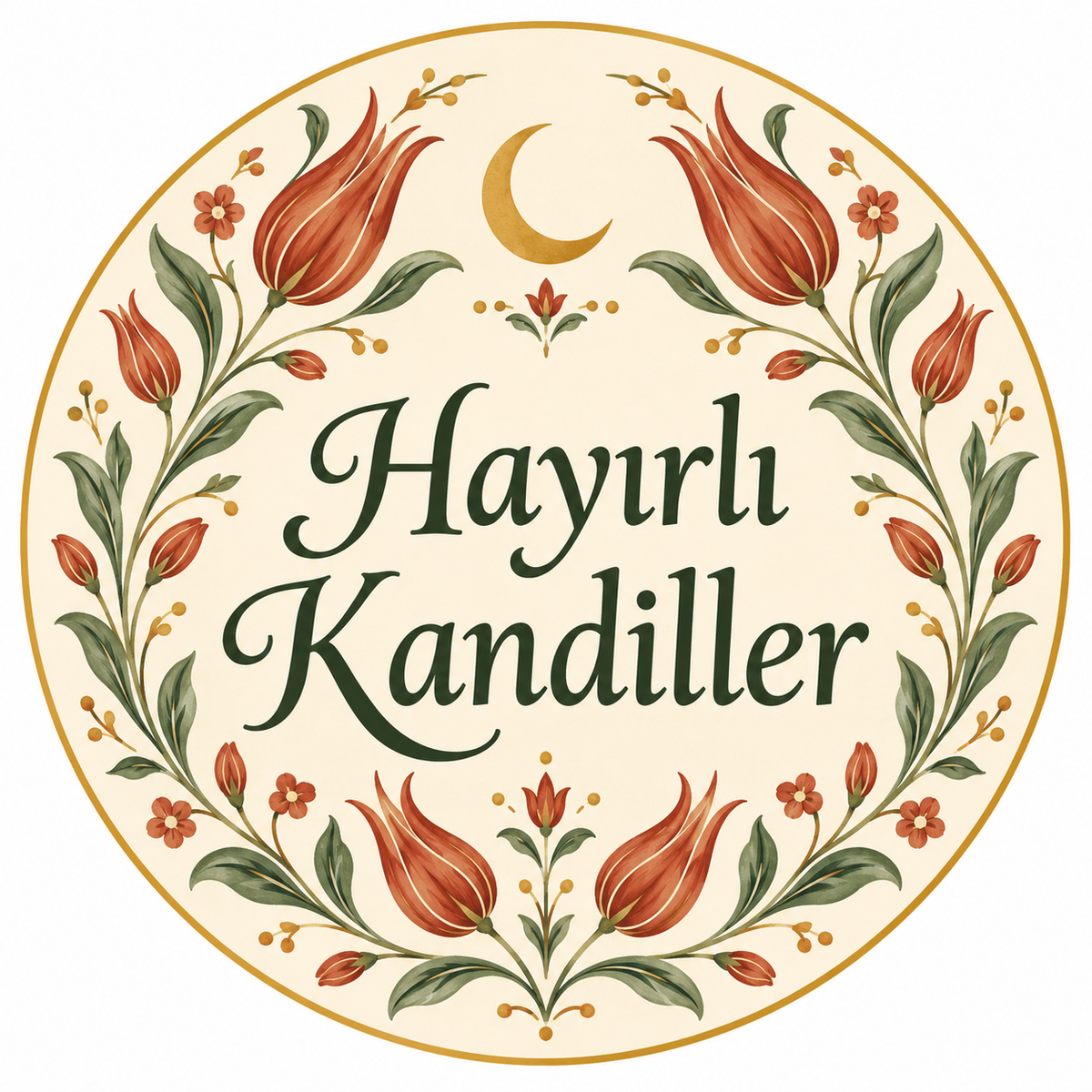 Krem Lale Hayırlı Kandiller etiketi baskı tasarımı