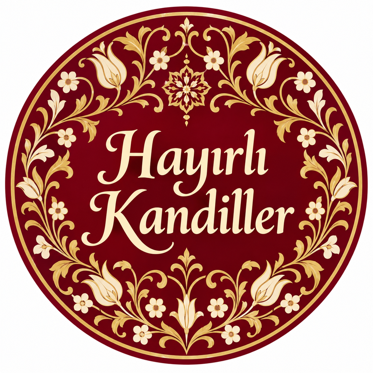 Bordo Tezhip Hayırlı Kandiller etiketi baskı tasarımı