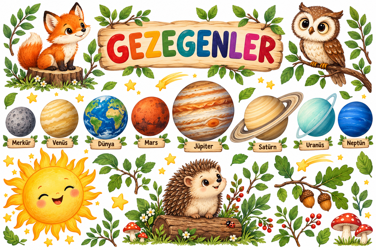 Orman Gezegenler Sticker Seti – ST-PL-1003 yeni tasarım