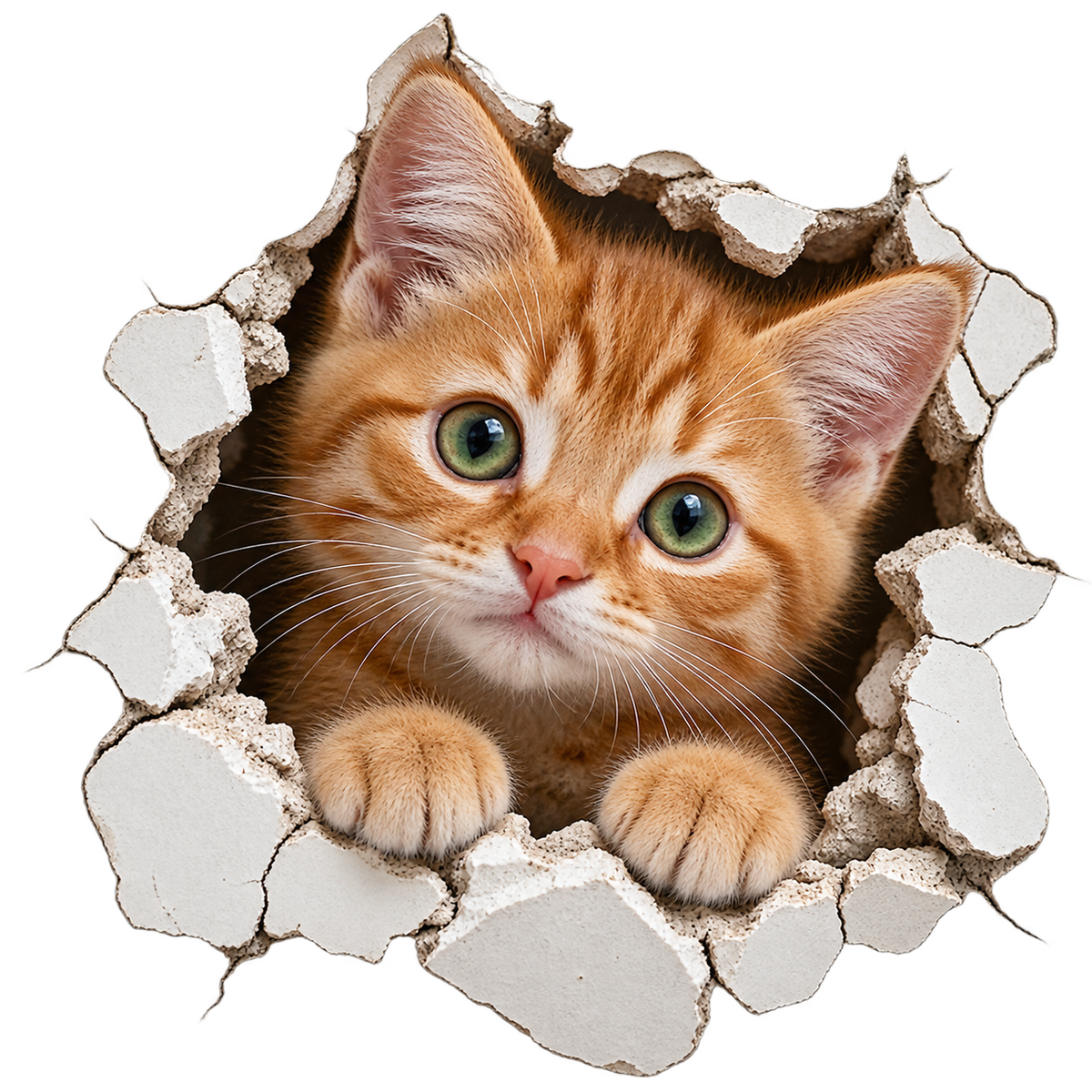 Minik Sarman Kırık Duvar Kedi Priz Sticker – ST-PR-CAT-1001 düz tasarım