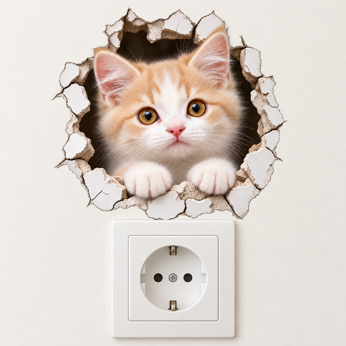 Pamuk Kırık Duvar Kedi Priz Sticker – ST-PR-CAT-1003 priz mockup