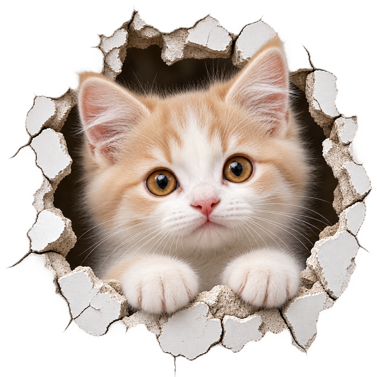 Pamuk Kırık Duvar Kedi Priz Sticker – ST-PR-CAT-1003 düz tasarım