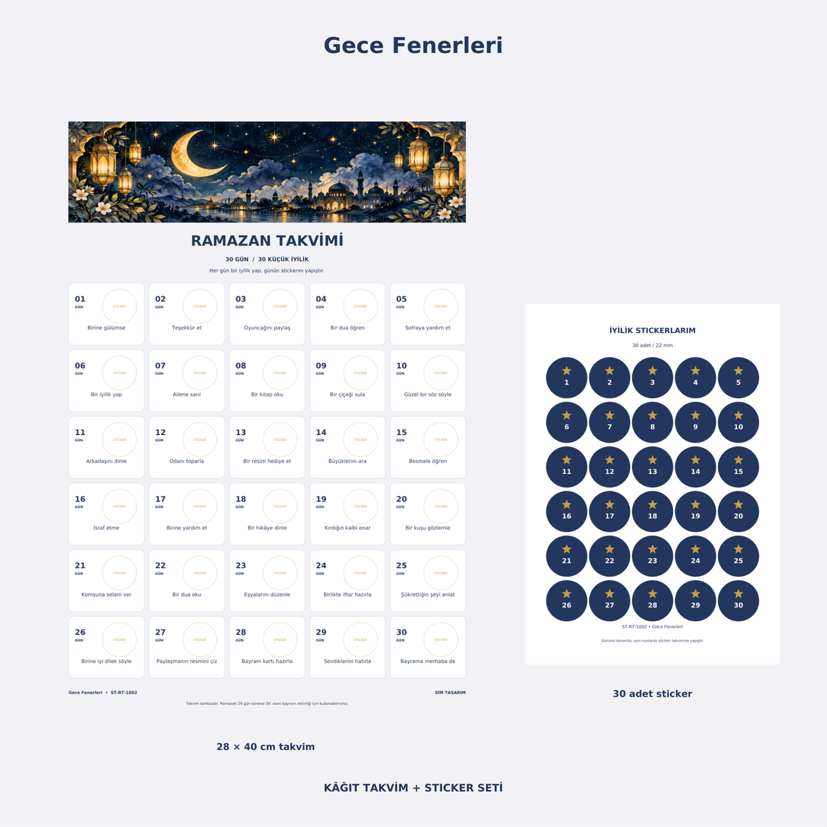 Takvim ve sticker setinin düz baskı tasarımı