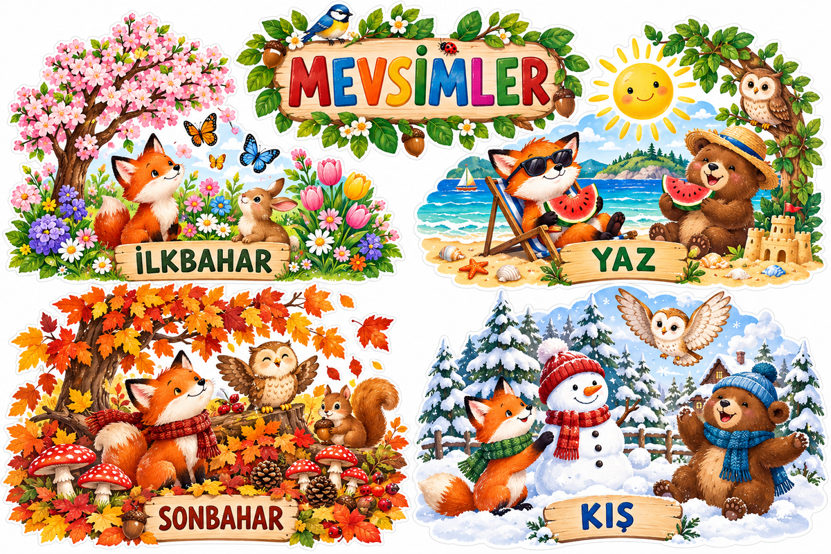 Orman Mevsimler Sticker Seti – ST-SE-1003 yeni tasarım