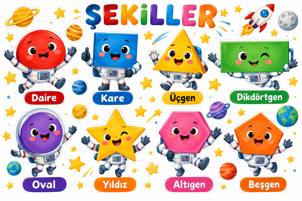 Uzay Şekiller Sticker Seti – ST-SH-1002 yeni tasarım