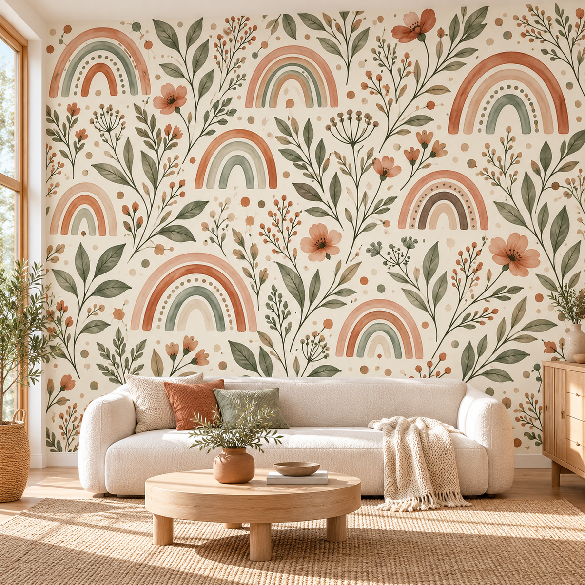 Pastel Gökkuşakları Boho Duvar Kağıdı – ST-WB-1002 oda uygulama görseli