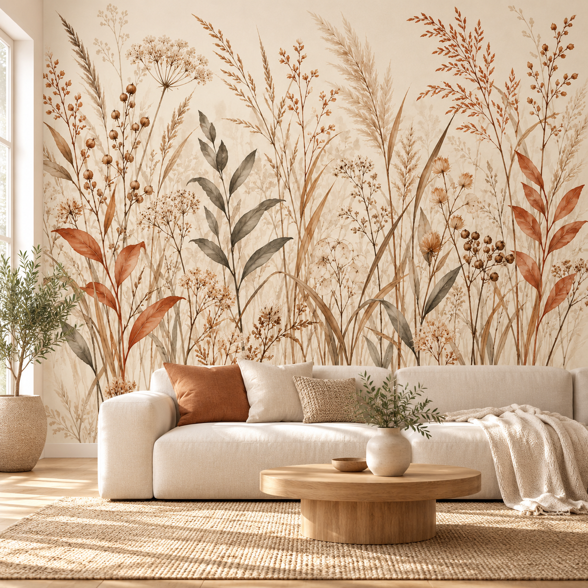 Bohem Kır Yaprakları Boho Duvar Kağıdı – ST-WB-1005 oda uygulama görseli