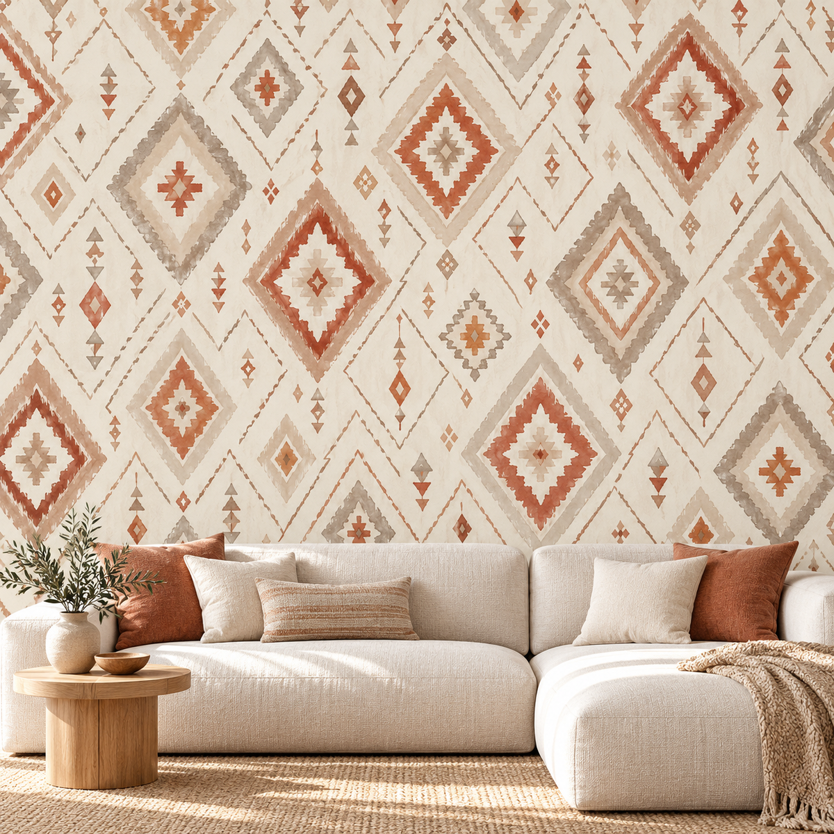 Kilim Esintisi Boho Geometri oda uygulama görseli