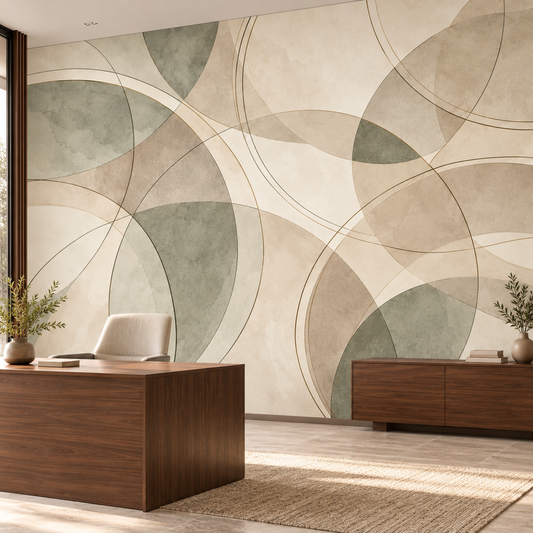 ورق جدران شركة Sage Geometric Lines – صورة تطبيق الغرفة ST-WC-1001