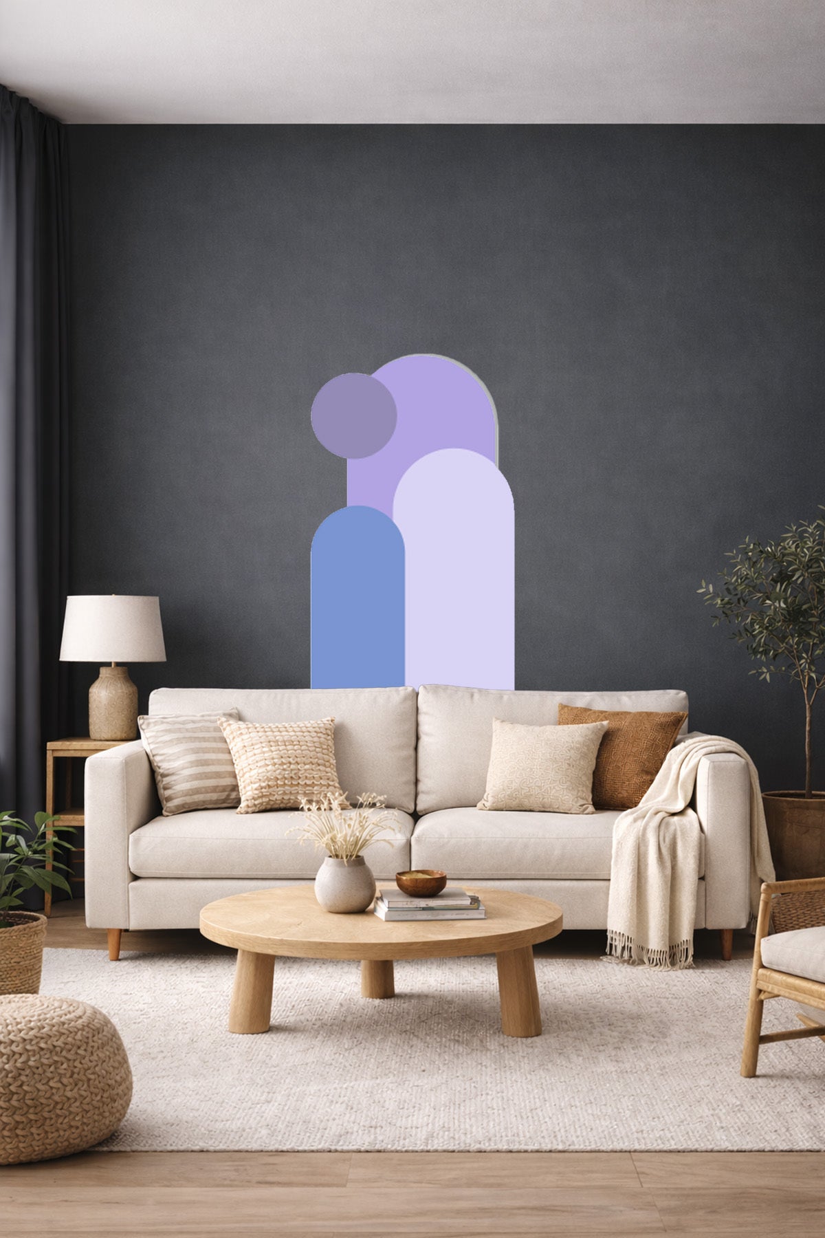 Bohem 3 'lü Oval ve Daire Figürlü Duvar Sticker Seti - Renk-10
