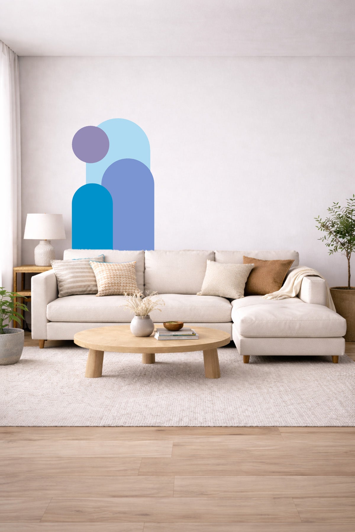 Bohem 3 'lü Oval ve Daire Figürlü Duvar Sticker Seti - Renk-11