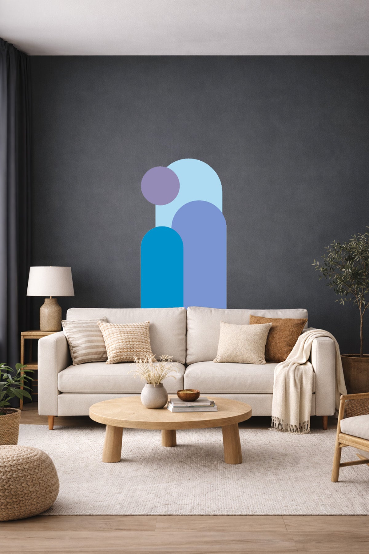 Bohem 3 'lü Oval ve Daire Figürlü Duvar Sticker Seti - Renk-11