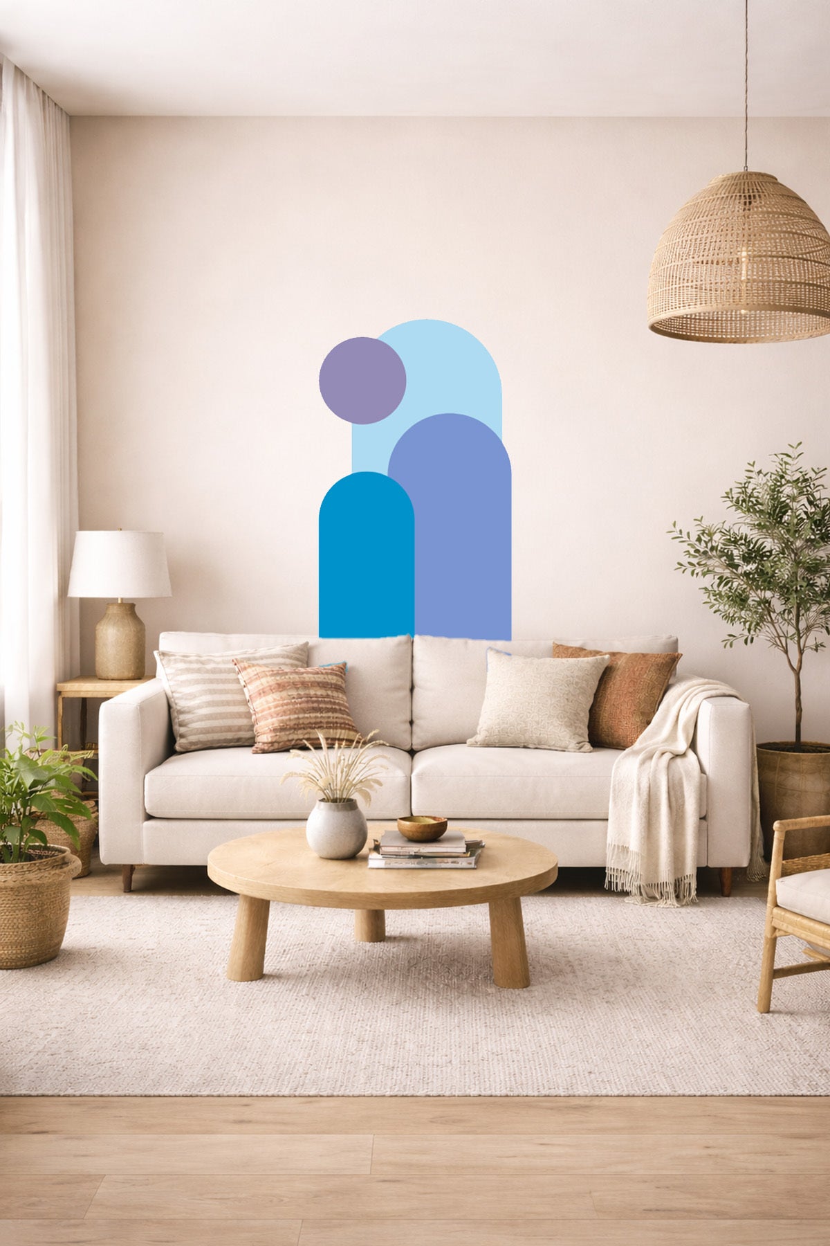 Bohem 3 'lü Oval ve Daire Figürlü Duvar Sticker Seti - Renk-11