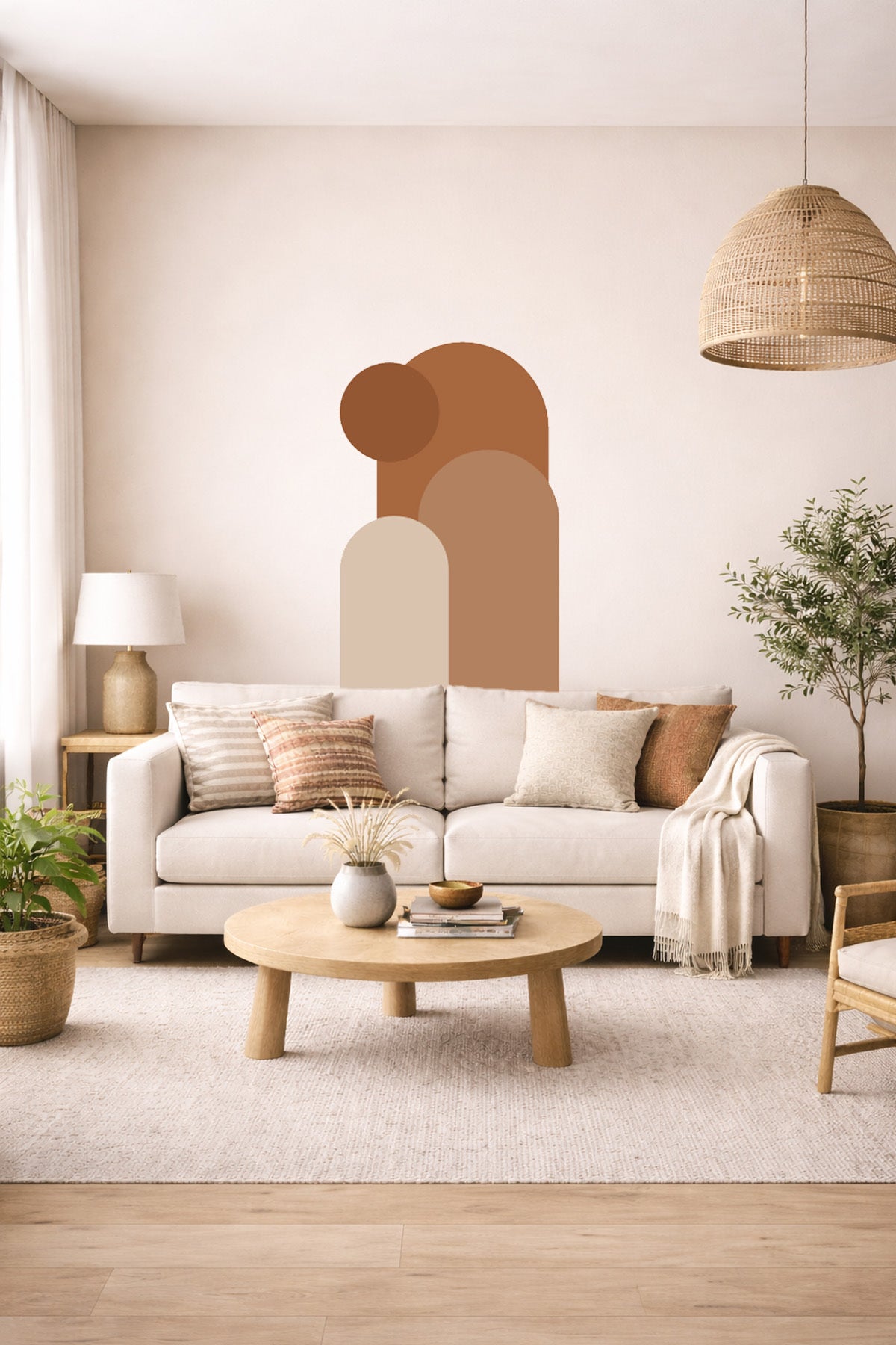 Bohem 3 'lü Oval ve Daire Figürlü Duvar Sticker Seti - Renk-2