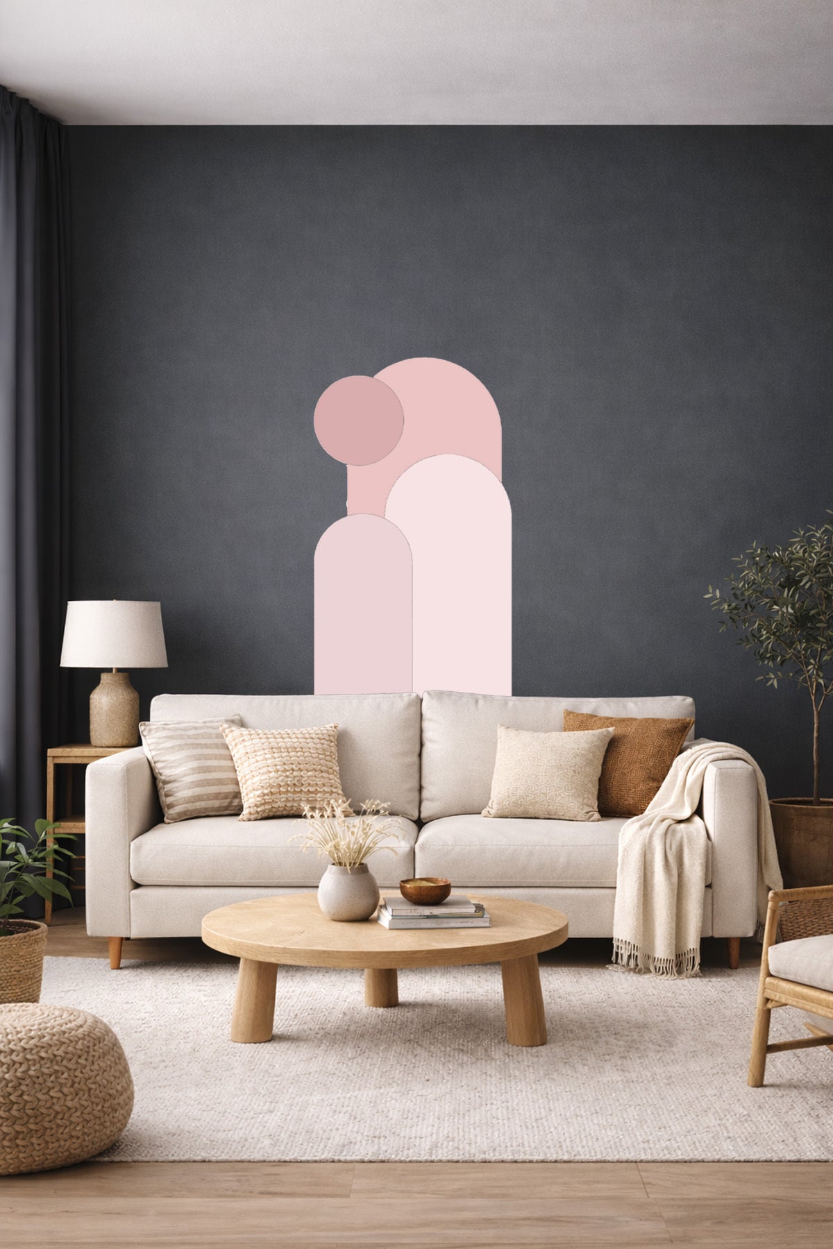 Bohem 3 'lü Oval ve Daire Figürlü Duvar Sticker Seti - Renk-3