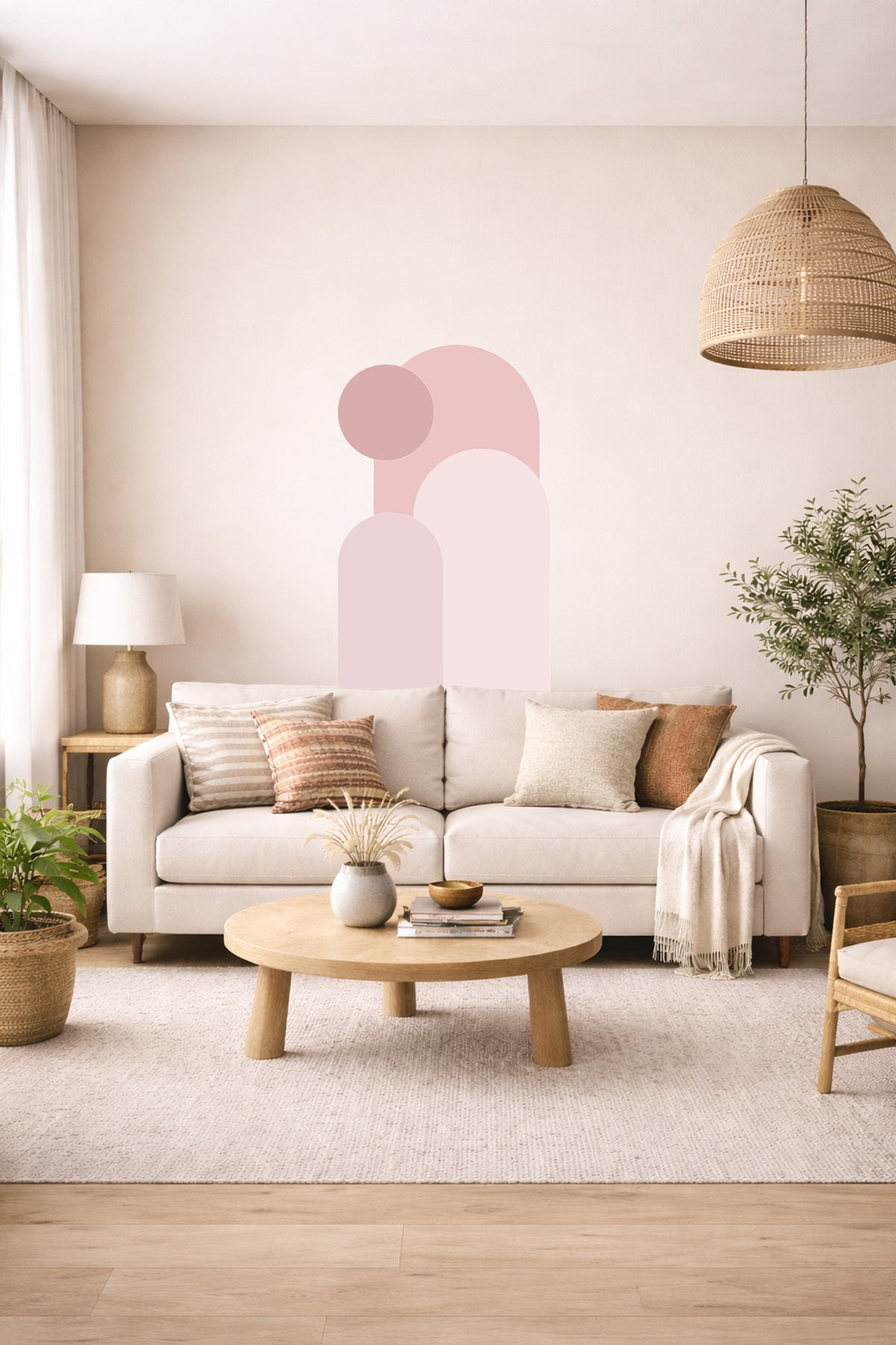 Bohem 3 'lü Oval ve Daire Figürlü Duvar Sticker Seti - Renk-3